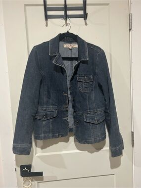 Women's Blue Denim Jacket with Button Front